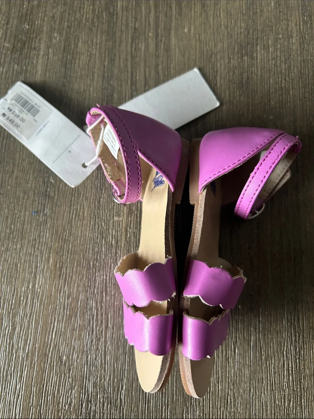 Janie and Jack Girls' Purple Scalloped Double Strap Sandals, Sz.6, Mew w/Tag.